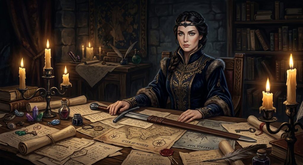 Queen of Swords, 3 of Pents: Messy Table